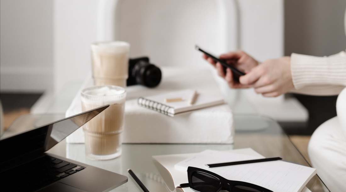 design business employee planning digital content with laptop and mobile device in design studio