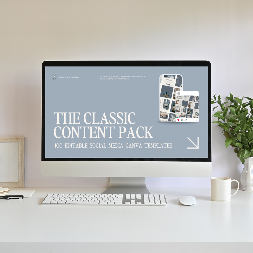 The Classic Content Pack | 100 Editable Social Media Canva Templates